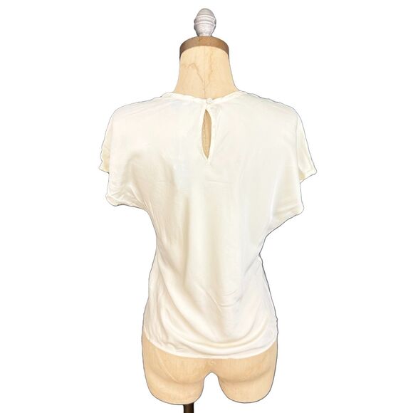 J.CREW Drapey T-Shirt Top XS Ivory Satin Crewneck Minimalist Office NWT B39 - Picture 4 of 6